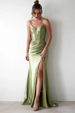 Clearance Meaghan Bodycon Gown | Lime Green Sommerkleider|Sommerkleider