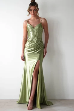 Clearance Meaghan Bodycon Gown | Lime Green Sommerkleider|Sommerkleider