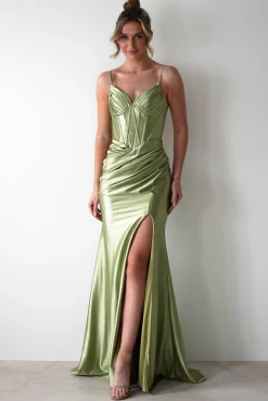 Clearance Meaghan Bodycon Gown | Lime Green Sommerkleider|Sommerkleider