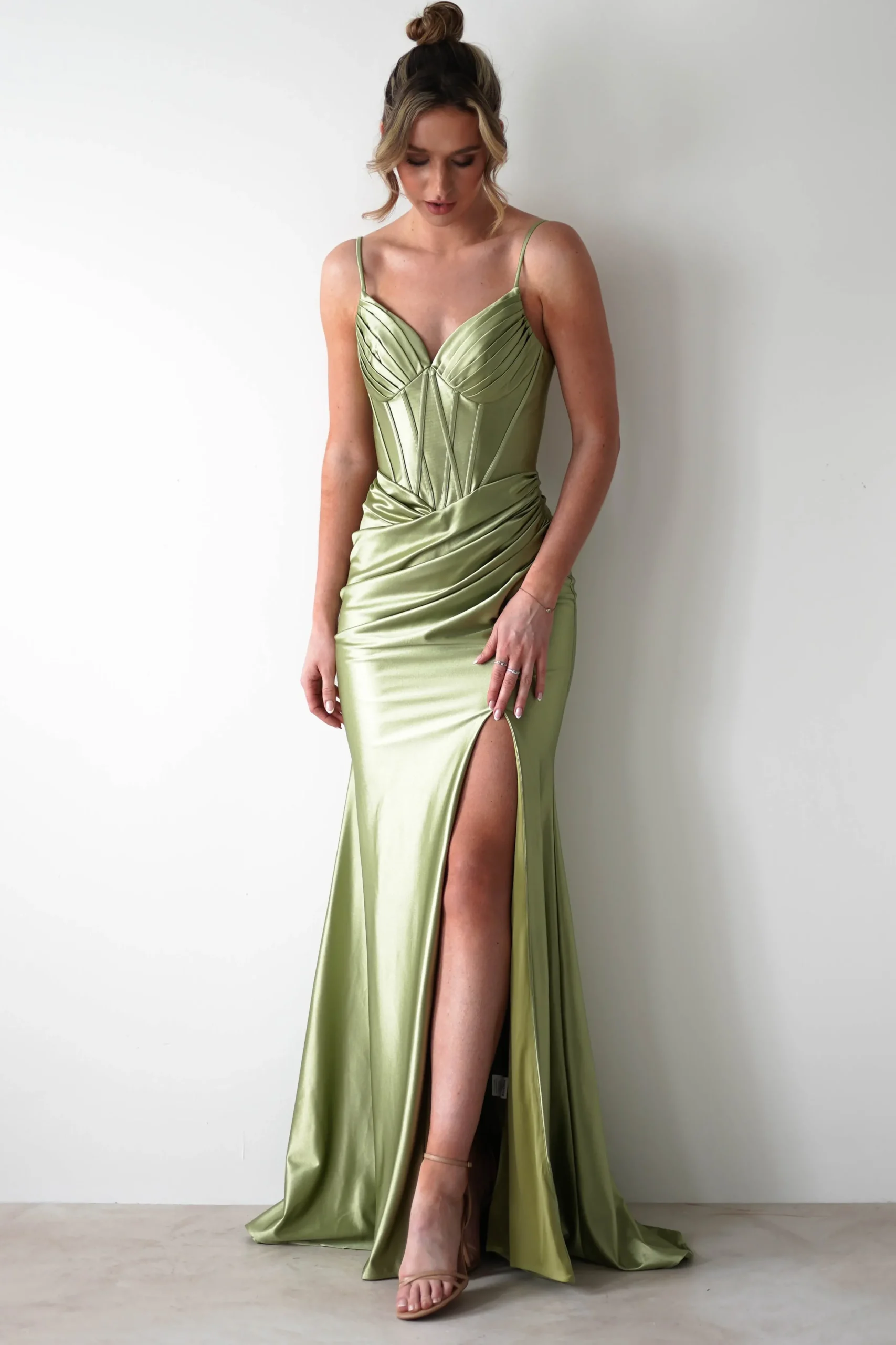 Clearance Meaghan Bodycon Gown | Lime Green Sommerkleider|Sommerkleider