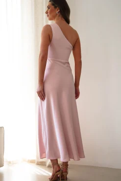 New Meera Soft Matte Satin Midaxi Dress | Blush Pink Lange Kleider|Maxikleider