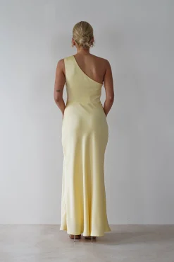Discount Meera Soft Matte Satin Midaxi Dress | Yellow Lange Kleider|Maxikleider