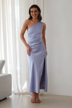 Outlet Meera Soft Matte Satin Midaxi Dress | Periwinkle Blue Lange Kleider|Maxikleider