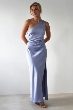 Outlet Meera Soft Matte Satin Midaxi Dress | Periwinkle Blue Lange Kleider|Maxikleider