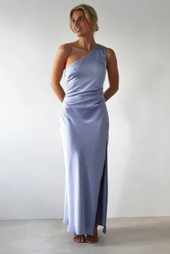 Outlet Meera Soft Matte Satin Midaxi Dress | Periwinkle Blue Lange Kleider|Maxikleider