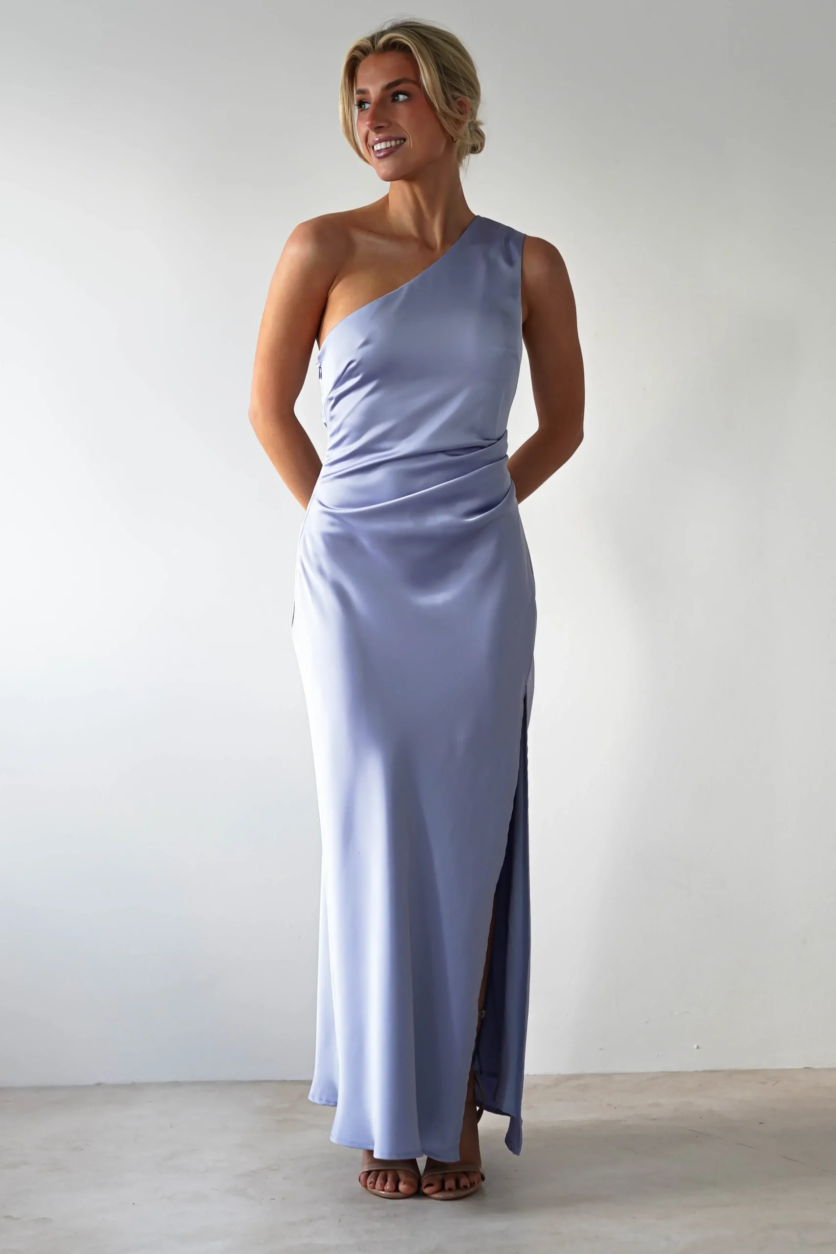 Outlet Meera Soft Matte Satin Midaxi Dress | Periwinkle Blue Lange Kleider|Maxikleider