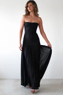 Discount Mel Strapless Chiffon Skirt Maxi Dress | Black Lange Kleider|Maxikleider