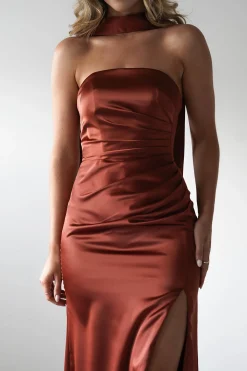 Best Melanie Soft Satin Maxi Gown | Rust Lange Kleider|Maxikleider