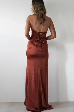 Best Melanie Soft Satin Maxi Gown | Rust Lange Kleider|Maxikleider