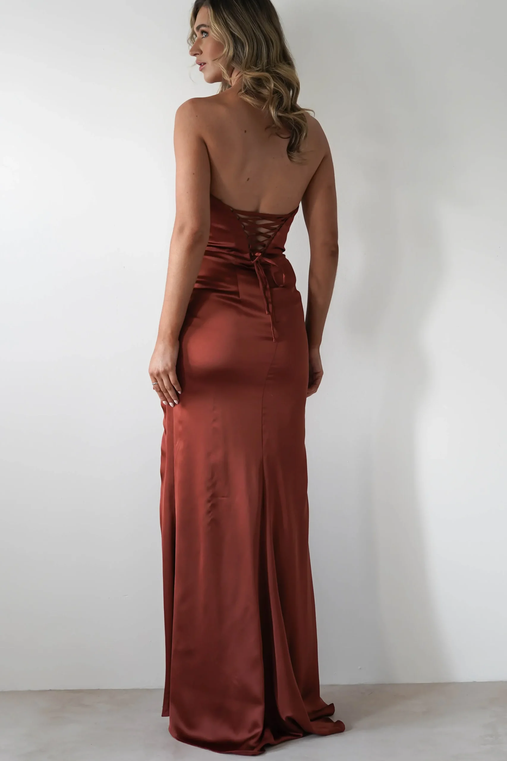 Best Melanie Soft Satin Maxi Gown | Rust Lange Kleider|Maxikleider