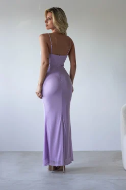 New Melrose Mesh Shell Detail Maxi Dress | Lilac Lange Kleider|Maxikleider