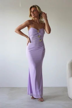 New Melrose Mesh Shell Detail Maxi Dress | Lilac Lange Kleider|Maxikleider