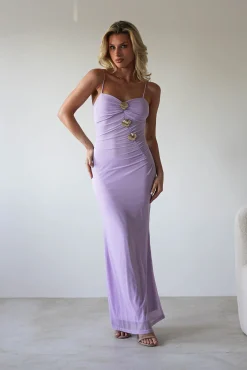 New Melrose Mesh Shell Detail Maxi Dress | Lilac Lange Kleider|Maxikleider