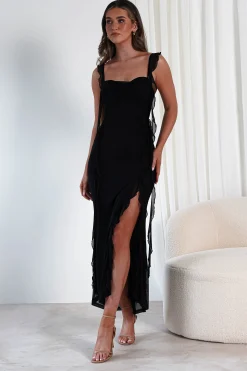 Best Mhissa Ruffle Maxi Dress | Black Lange Kleider|Maxikleider