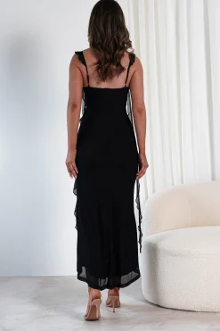 Best Mhissa Ruffle Maxi Dress | Black Lange Kleider|Maxikleider