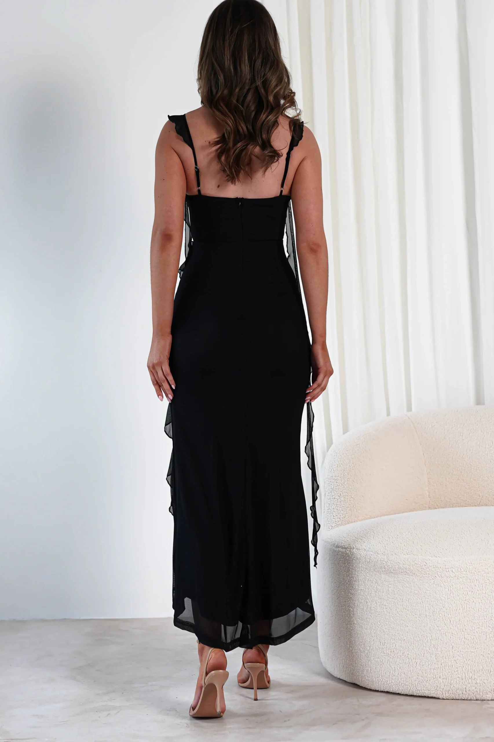 Best Mhissa Ruffle Maxi Dress | Black Lange Kleider|Maxikleider