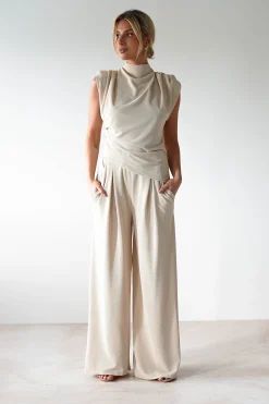 New Mina Strechy 2 Piece Set | Cream Jumpsuits Und Playsuits|Oberteile