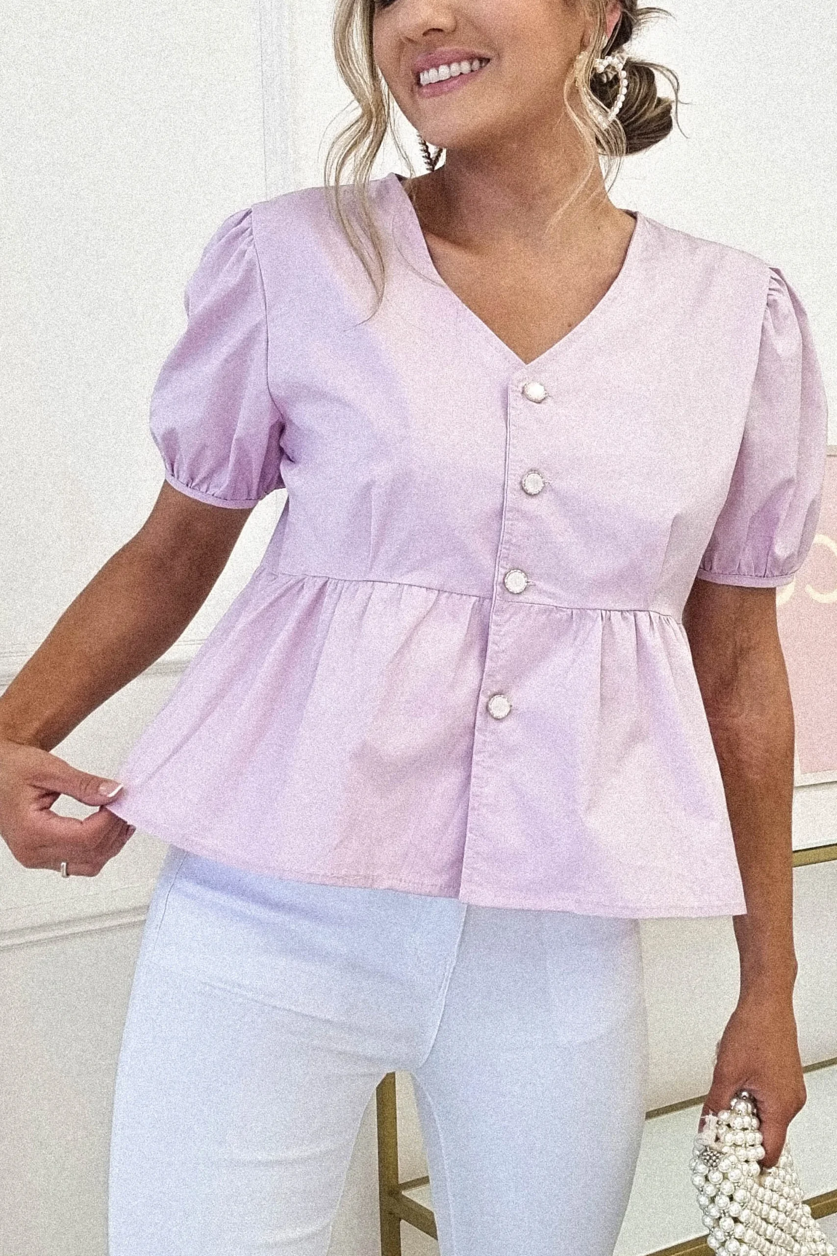Discount Minnie Bow Detail Blouse | Lilac Oberteile|Sommerkleider
