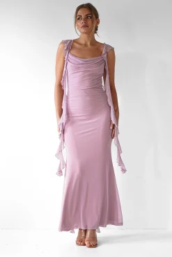 Hot Miranda Ruffle Midaxi Dress | Mauve Lange Kleider|Maxikleider