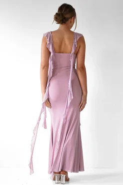 Hot Miranda Ruffle Midaxi Dress | Mauve Lange Kleider|Maxikleider