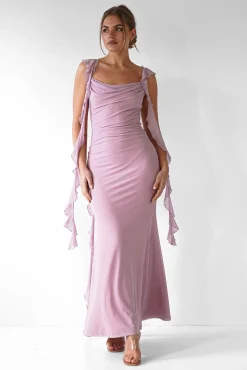 Hot Miranda Ruffle Midaxi Dress | Mauve Lange Kleider|Maxikleider