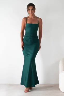 Hot Monette Bodycon Maxi Gown | Emerald Green Lange Kleider|Maxikleider