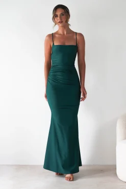 Hot Monette Bodycon Maxi Gown | Emerald Green Lange Kleider|Maxikleider