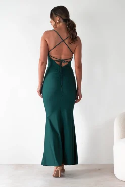 Hot Monette Bodycon Maxi Gown | Emerald Green Lange Kleider|Maxikleider