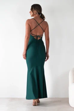 Hot Monette Bodycon Maxi Gown | Emerald Green Lange Kleider|Maxikleider