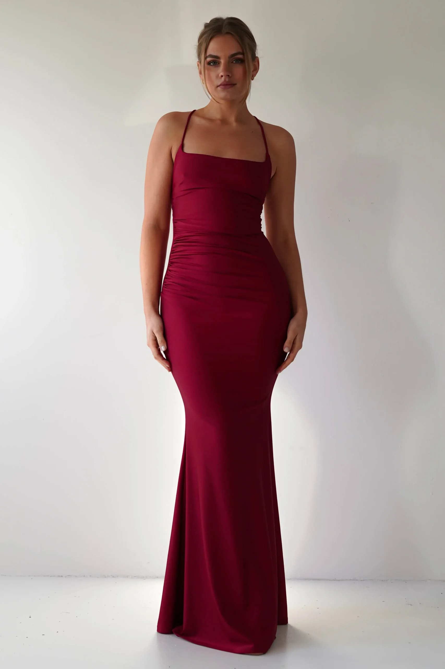 Fashion Monette Bodycon Maxi Gown | Burgundy Lange Kleider|Maxikleider