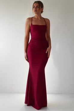 Fashion Monette Bodycon Maxi Gown | Burgundy Lange Kleider|Maxikleider