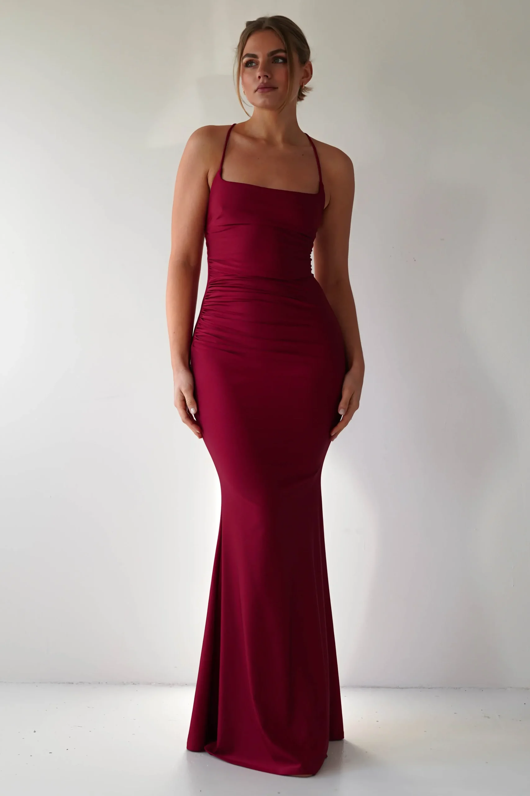 Fashion Monette Bodycon Maxi Gown | Burgundy Lange Kleider|Maxikleider