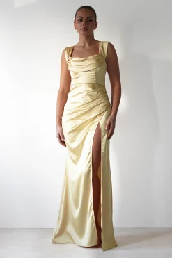 Best Monica Off The Shoulder Gown | Yellow Lange Kleider|Maxikleider