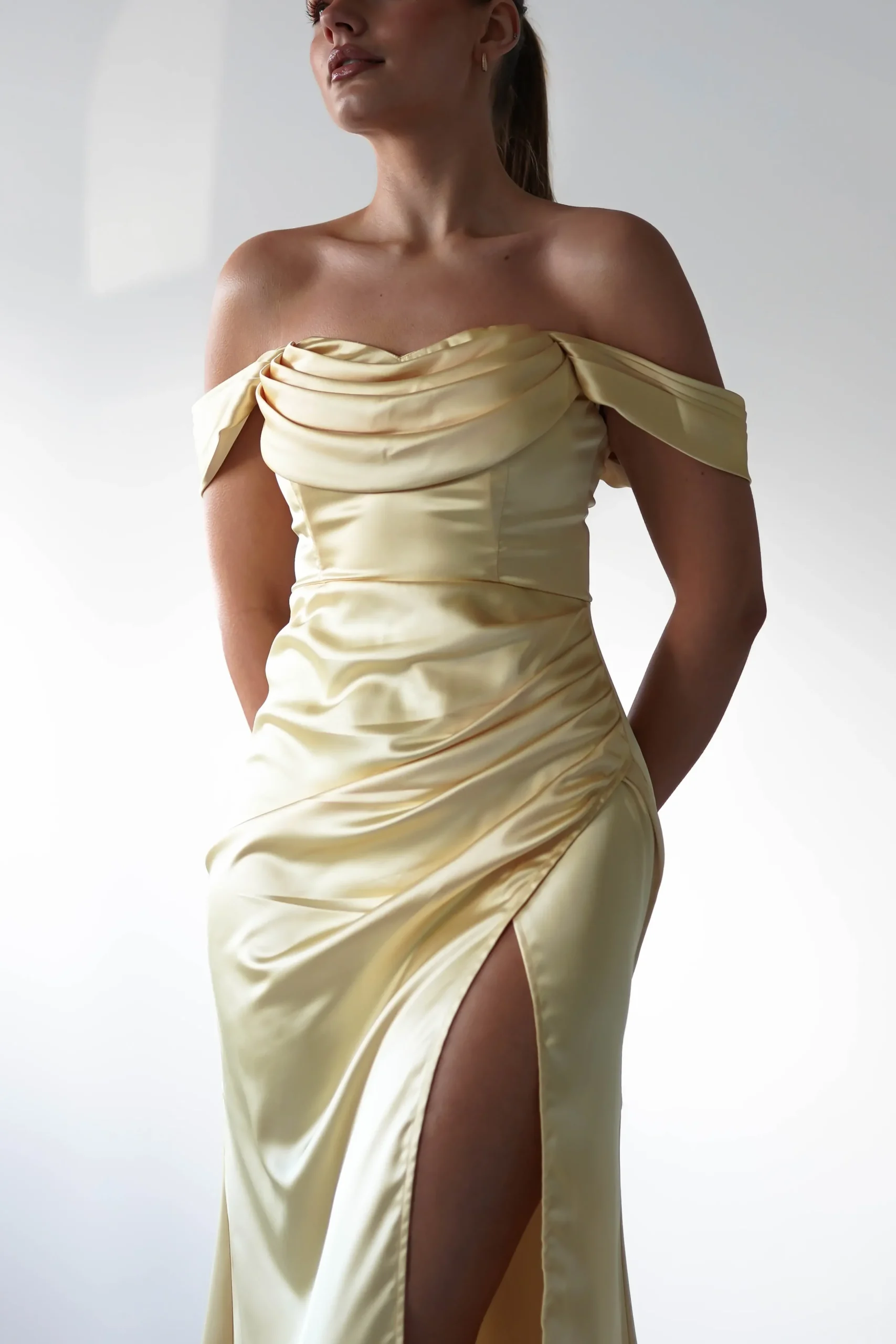 Best Monica Off The Shoulder Gown | Yellow Lange Kleider|Maxikleider