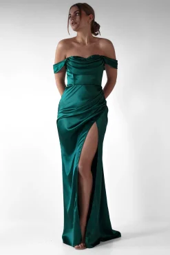Best Monica Off The Shoulder Gown | Emerald Green Lange Kleider|Maxikleider