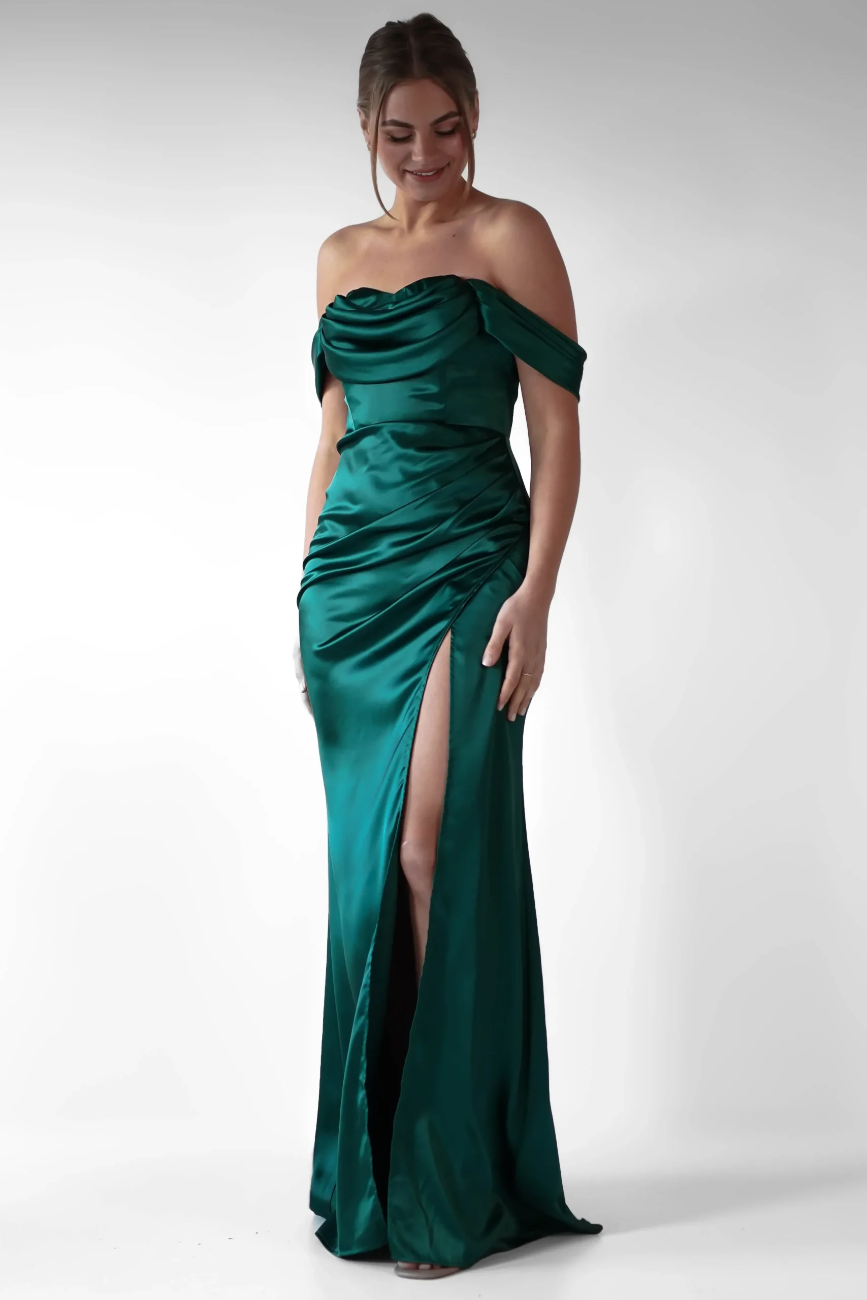 Best Monica Off The Shoulder Gown | Emerald Green Lange Kleider|Maxikleider
