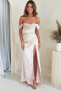 New Monica Off The Shoulder Gown | Champagne Lange Kleider|Maxikleider