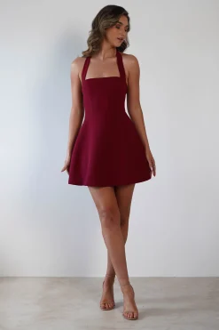 New Morocco Halterneck Mini Dress | Wine Kleider In Minilänge|Minikleider
