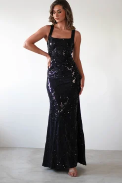 Online Nadia Square Neck Sequin Gown | Black Kleider Für Besondere Anlässe|Sommerkleider
