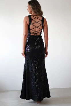 Online Nadia Square Neck Sequin Gown | Black Kleider Für Besondere Anlässe|Sommerkleider