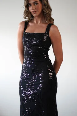 Online Nadia Square Neck Sequin Gown | Black Kleider Für Besondere Anlässe|Sommerkleider