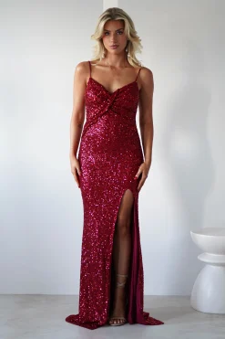 Sale Narissa Sequin Maxi Gown | Red Lange Kleider|Maxikleider
