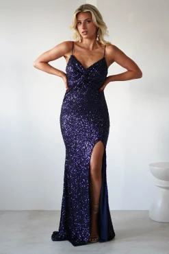 New Narissa Sequin Maxi Gown | Navy Lange Kleider|Maxikleider