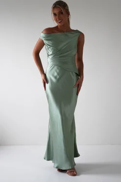 Outlet Nela Soft Off The Shoulder Maxi Dress | Sage Lange Kleider|Maxikleider