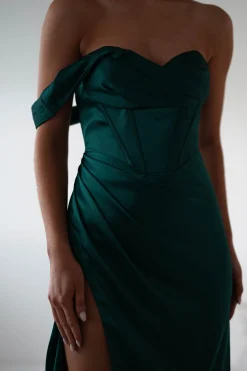 Sale Nicolette Soft Satin Maxi Gown | Emerald Green Lange Kleider|Maxikleider