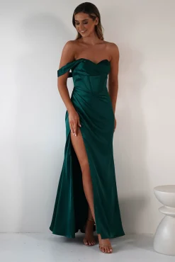 Sale Nicolette Soft Satin Maxi Gown | Emerald Green Lange Kleider|Maxikleider