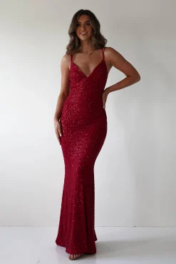New Nina Beaded Bodycon Gown | Red Lange Kleider|Maxikleider