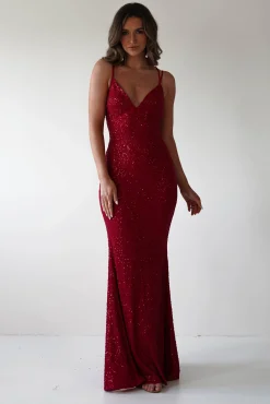 New Nina Beaded Bodycon Gown | Red Lange Kleider|Maxikleider