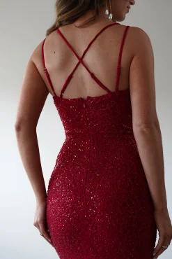 New Nina Beaded Bodycon Gown | Red Lange Kleider|Maxikleider