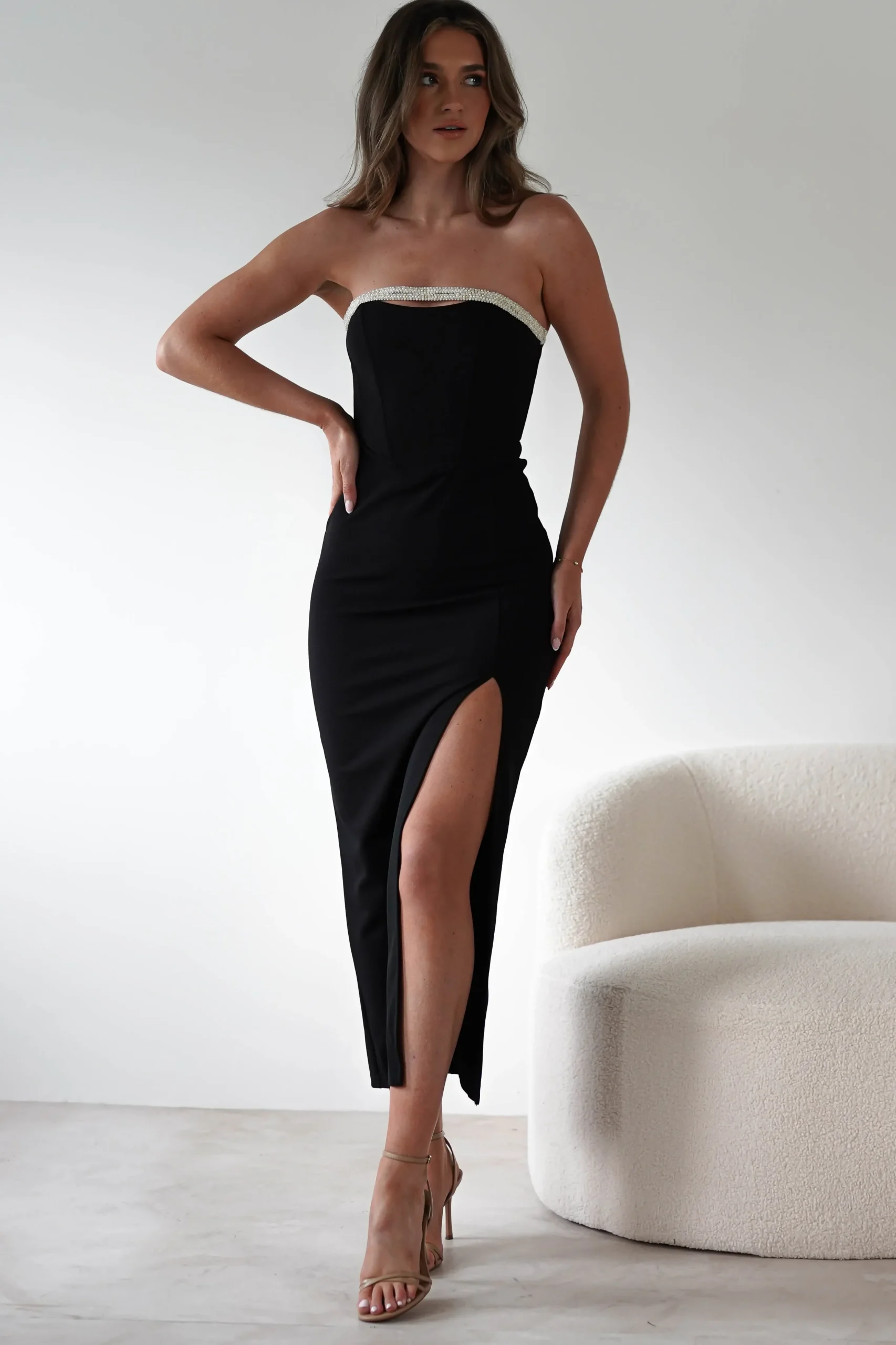 Fashion Nylia Strapless Bodycon Maxi Dress | Black Lange Kleider|Maxikleider